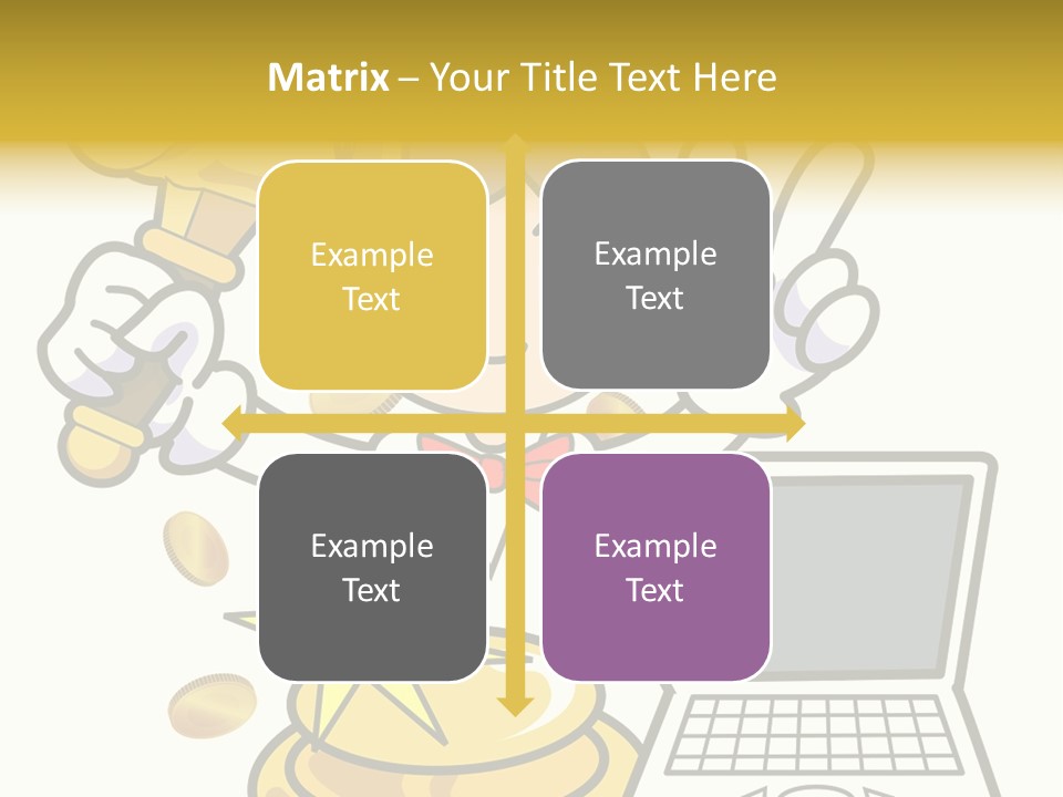 A Cartoon Character Holding A Golden Trophy Over A Laptop PowerPoint Template