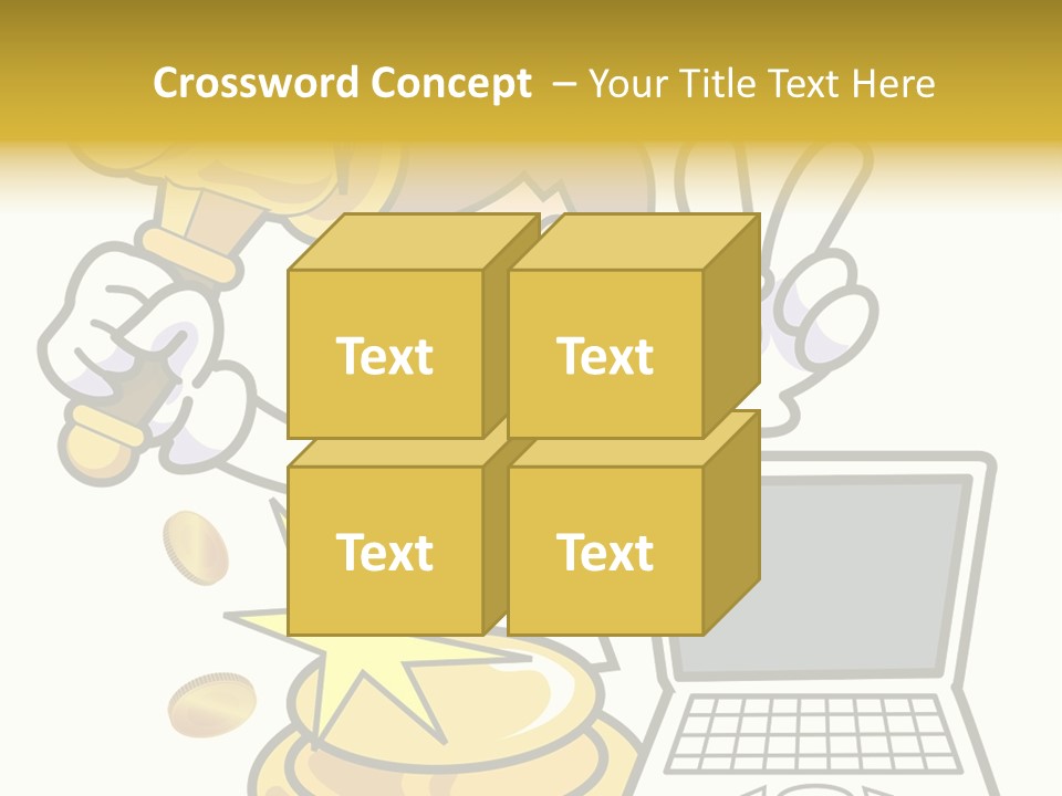 A Cartoon Character Holding A Golden Trophy Over A Laptop PowerPoint Template