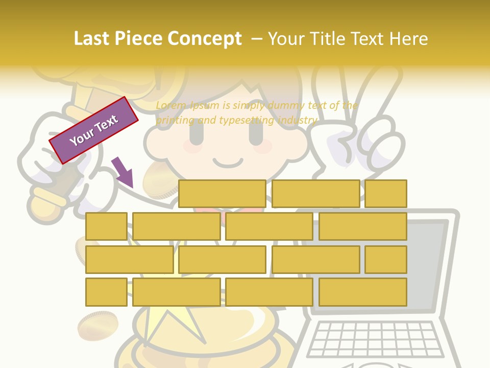 A Cartoon Character Holding A Golden Trophy Over A Laptop PowerPoint Template