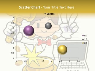 A Cartoon Character Holding A Golden Trophy Over A Laptop PowerPoint Template