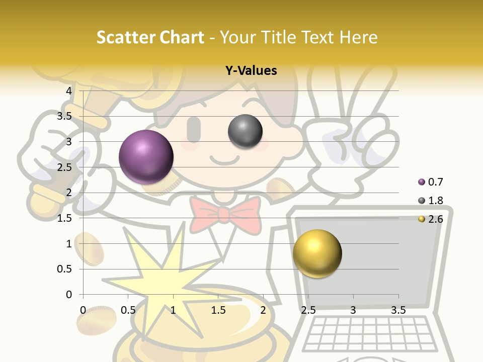 A Cartoon Character Holding A Golden Trophy Over A Laptop PowerPoint Template