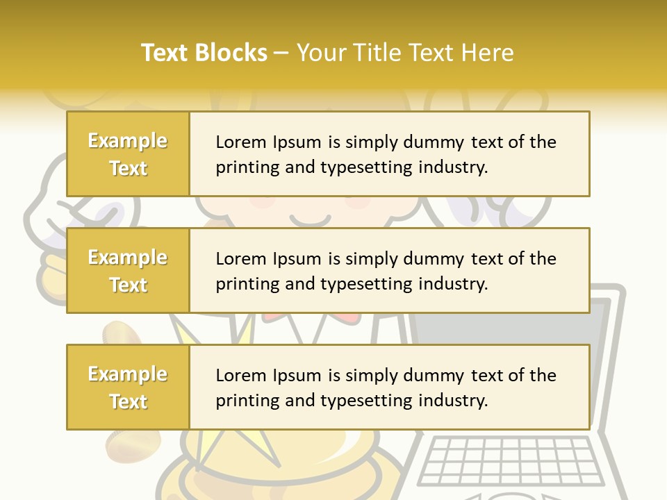 A Cartoon Character Holding A Golden Trophy Over A Laptop PowerPoint Template