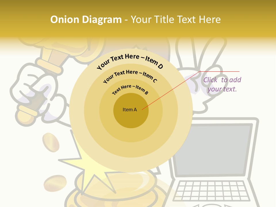 A Cartoon Character Holding A Golden Trophy Over A Laptop PowerPoint Template