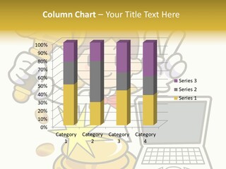 A Cartoon Character Holding A Golden Trophy Over A Laptop PowerPoint Template