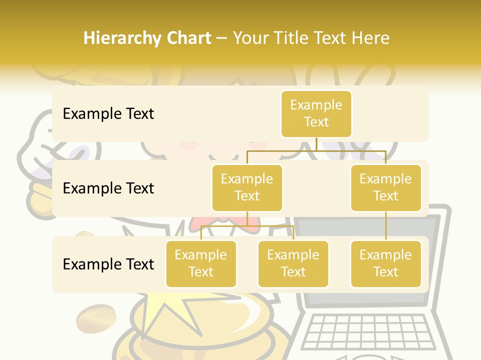 A Cartoon Character Holding A Golden Trophy Over A Laptop PowerPoint Template