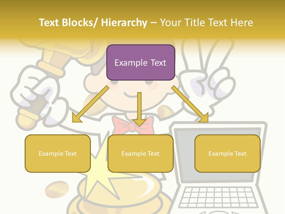 A Cartoon Character Holding A Golden Trophy Over A Laptop PowerPoint Template
