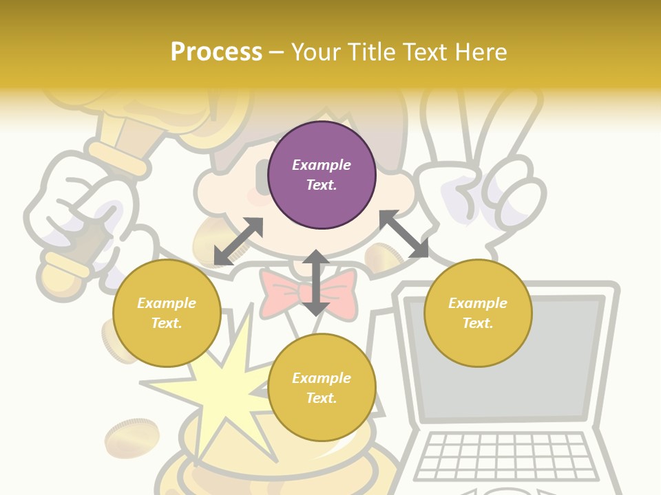 A Cartoon Character Holding A Golden Trophy Over A Laptop PowerPoint Template
