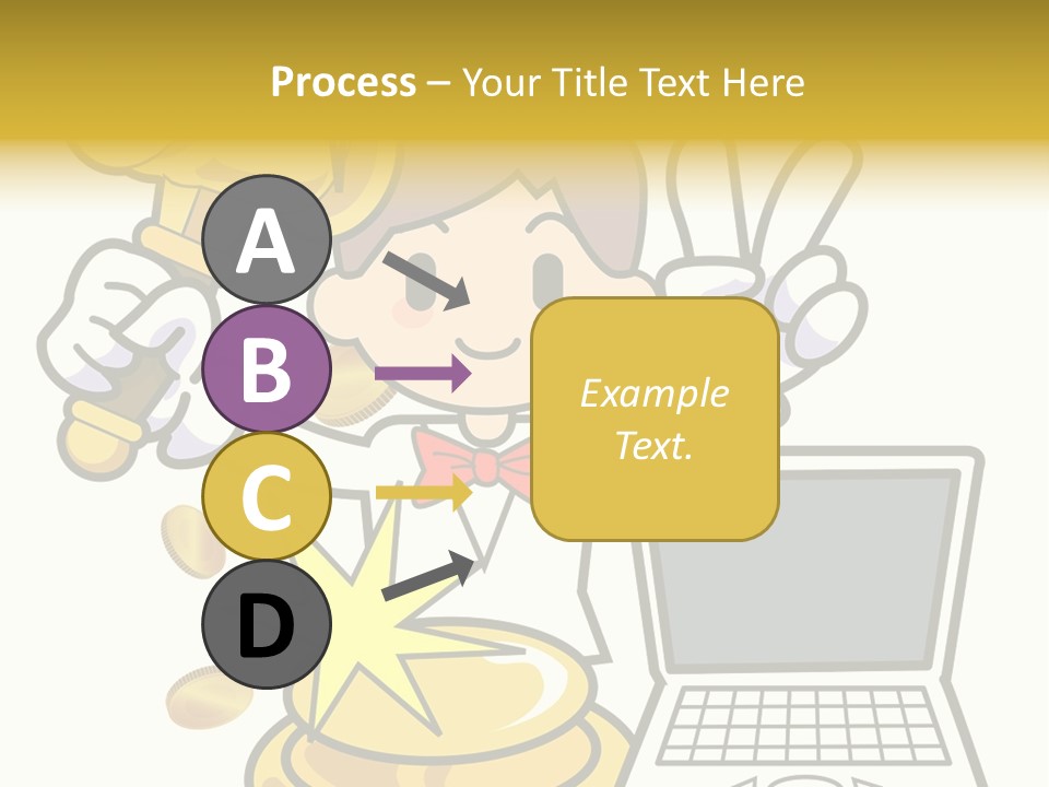 A Cartoon Character Holding A Golden Trophy Over A Laptop PowerPoint Template