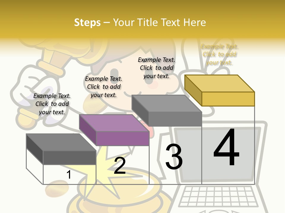 A Cartoon Character Holding A Golden Trophy Over A Laptop PowerPoint Template