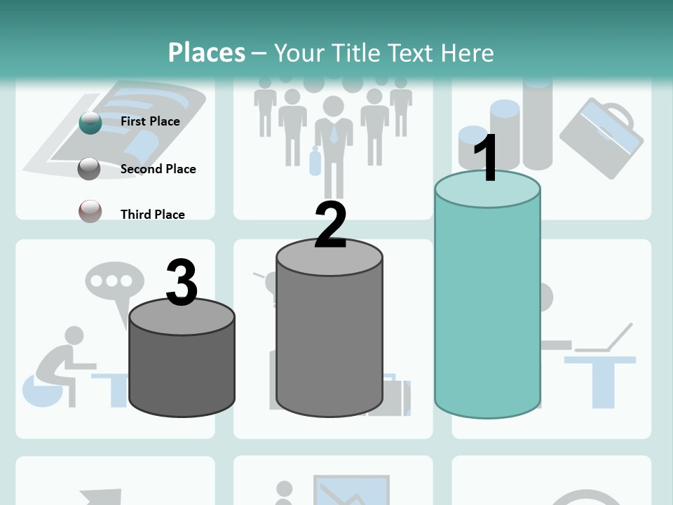 A Set Of Business Icons On A Blue Background PowerPoint Template