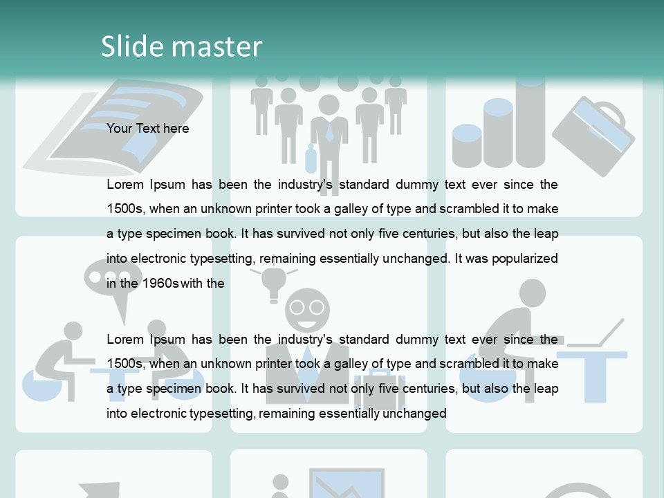 A Set Of Business Icons On A Blue Background PowerPoint Template