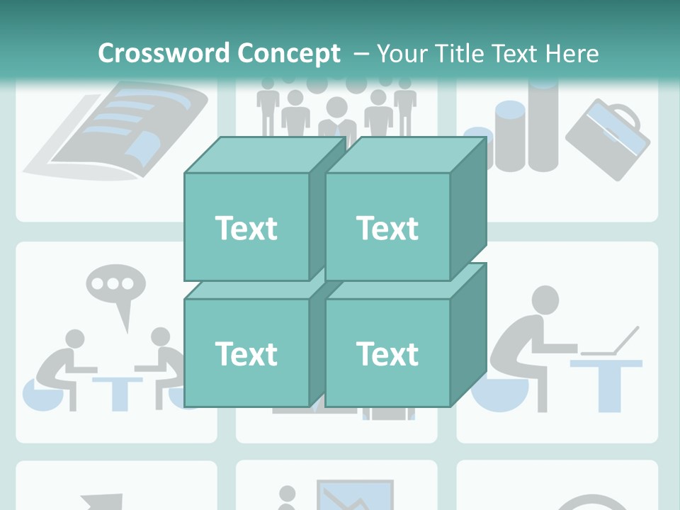 A Set Of Business Icons On A Blue Background PowerPoint Template
