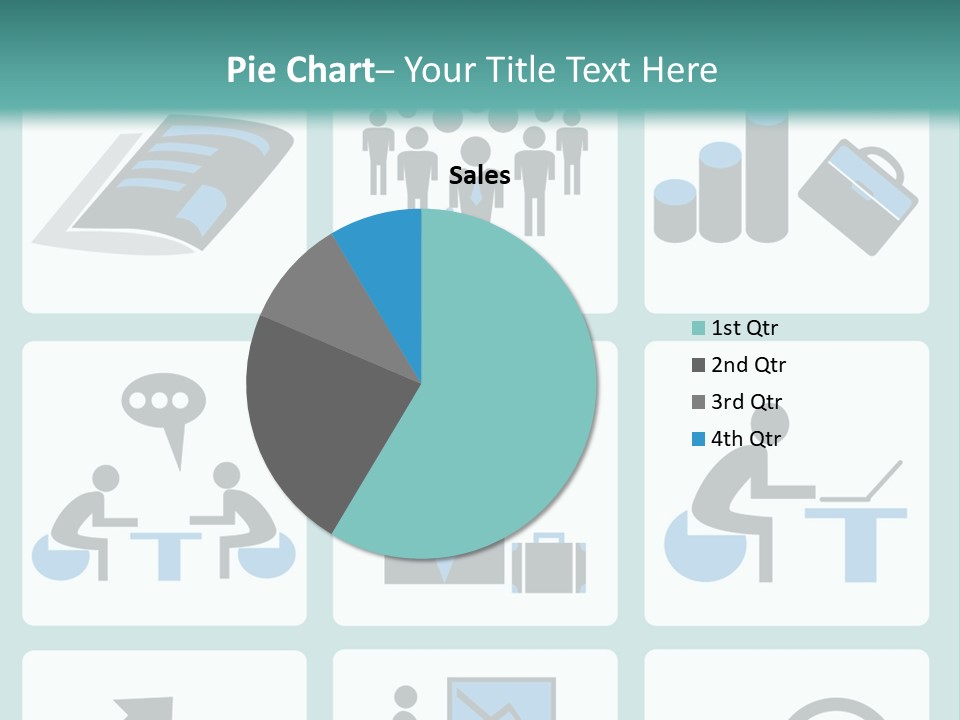 A Set Of Business Icons On A Blue Background PowerPoint Template