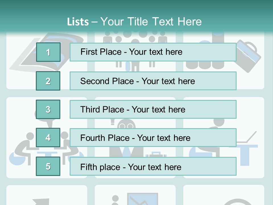 A Set Of Business Icons On A Blue Background PowerPoint Template