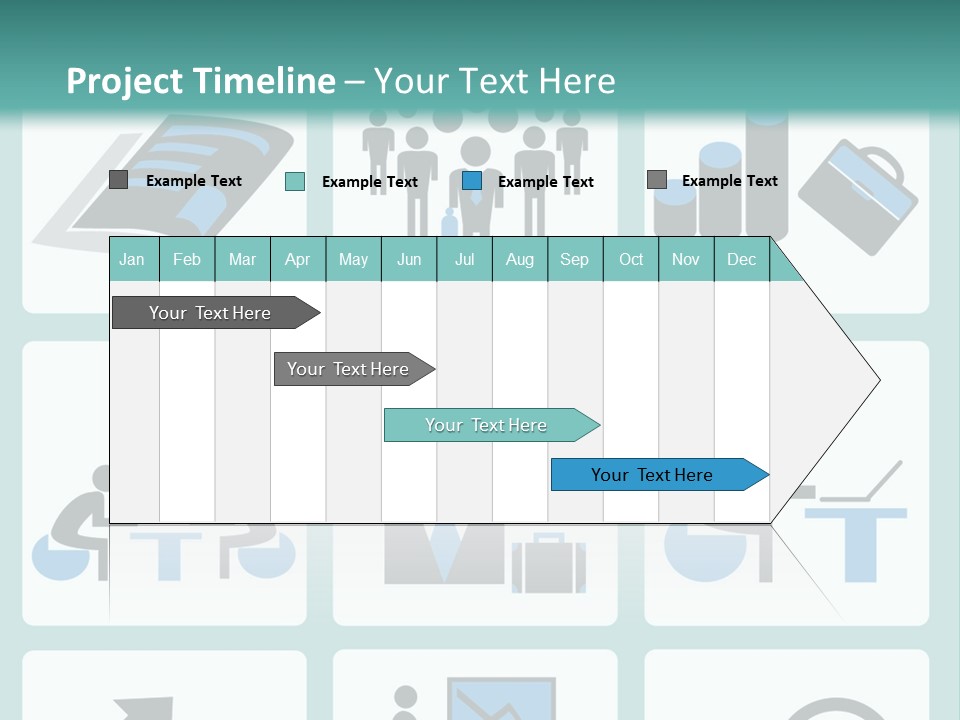 A Set Of Business Icons On A Blue Background PowerPoint Template