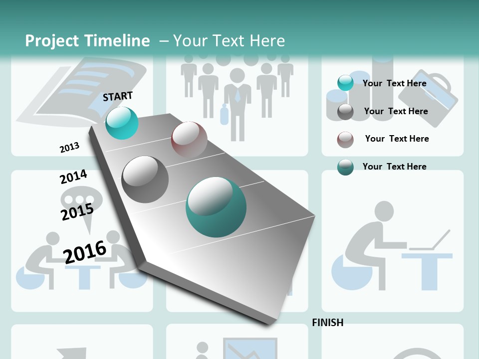 A Set Of Business Icons On A Blue Background PowerPoint Template