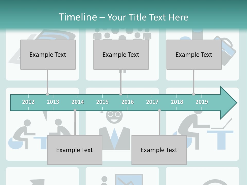 A Set Of Business Icons On A Blue Background PowerPoint Template