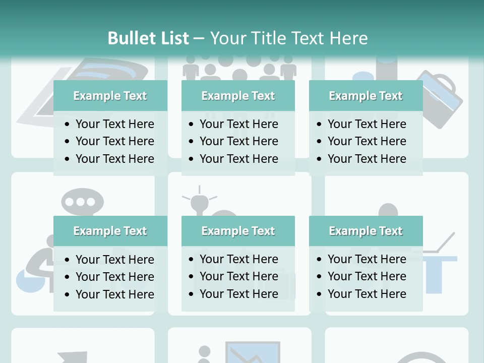 A Set Of Business Icons On A Blue Background PowerPoint Template