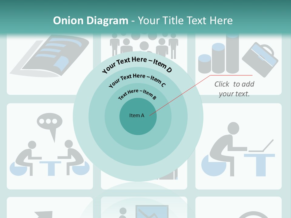A Set Of Business Icons On A Blue Background PowerPoint Template