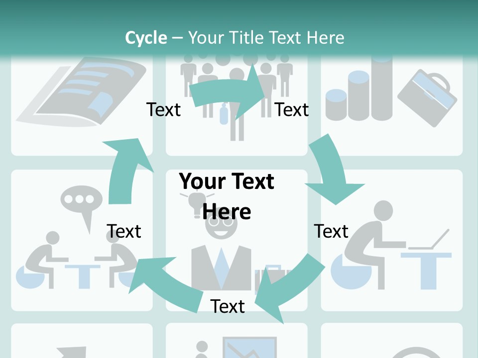 A Set Of Business Icons On A Blue Background PowerPoint Template