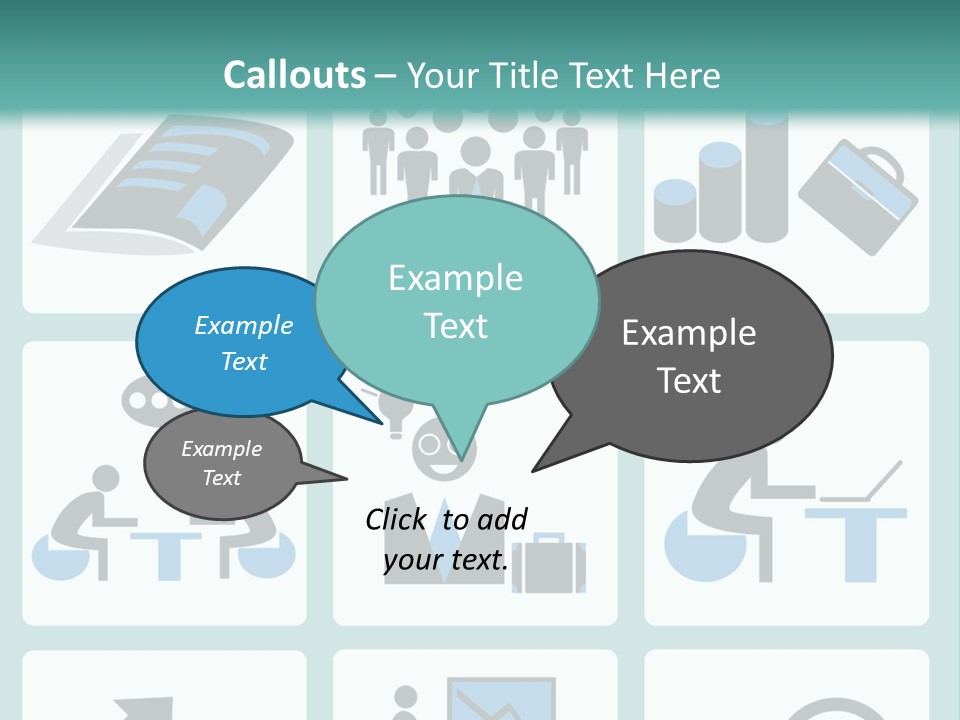A Set Of Business Icons On A Blue Background PowerPoint Template