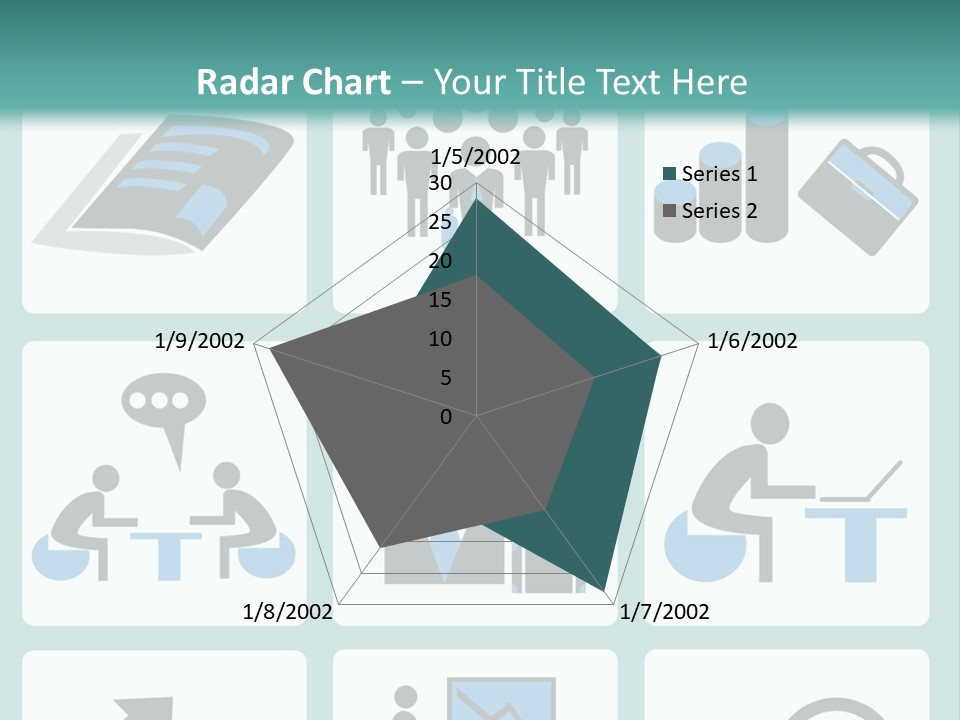 A Set Of Business Icons On A Blue Background PowerPoint Template
