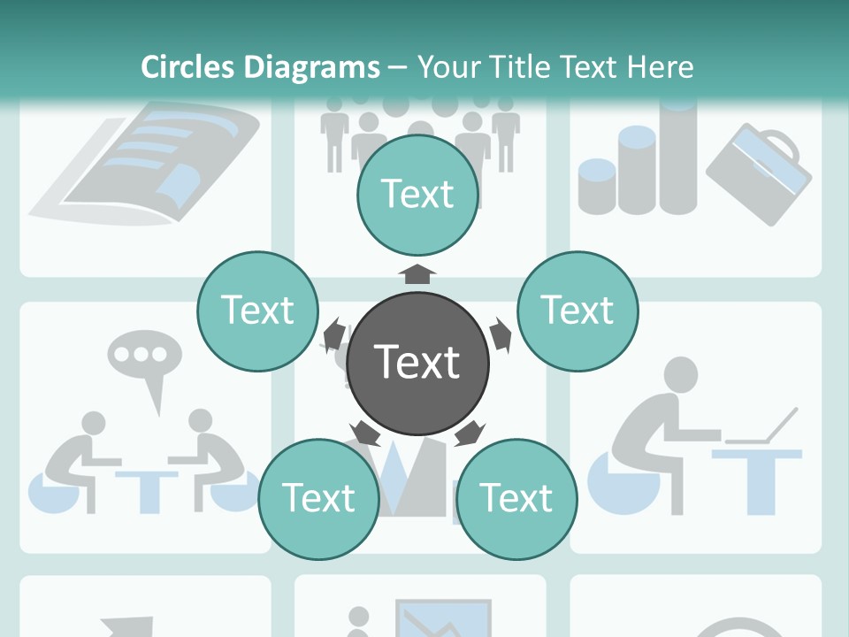 A Set Of Business Icons On A Blue Background PowerPoint Template