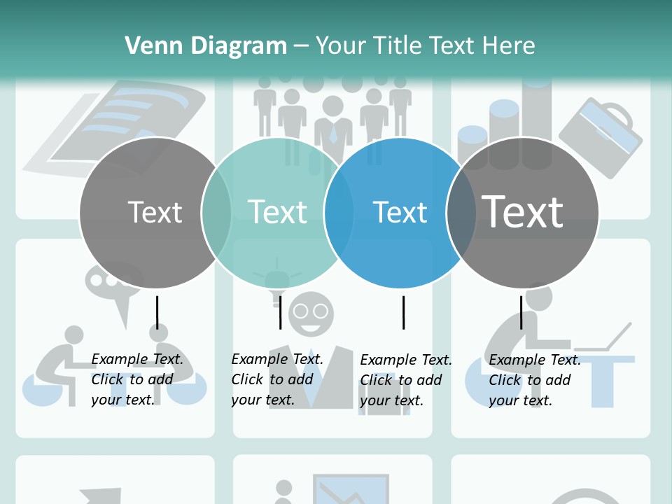 A Set Of Business Icons On A Blue Background PowerPoint Template