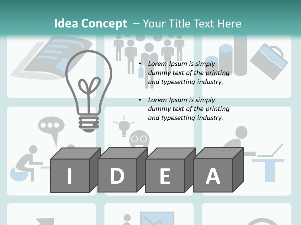 A Set Of Business Icons On A Blue Background PowerPoint Template