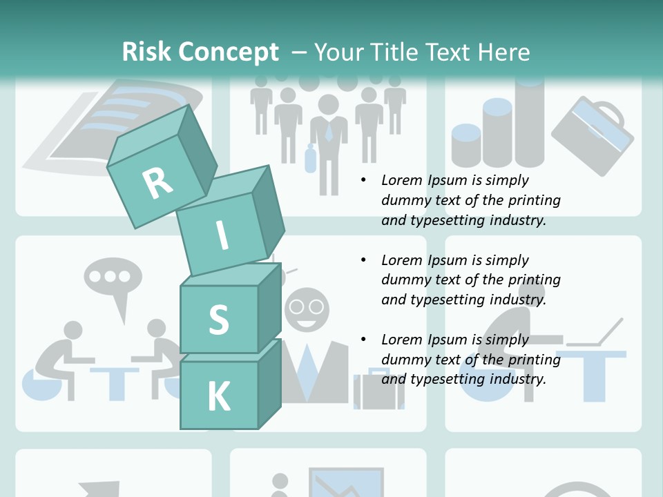 A Set Of Business Icons On A Blue Background PowerPoint Template