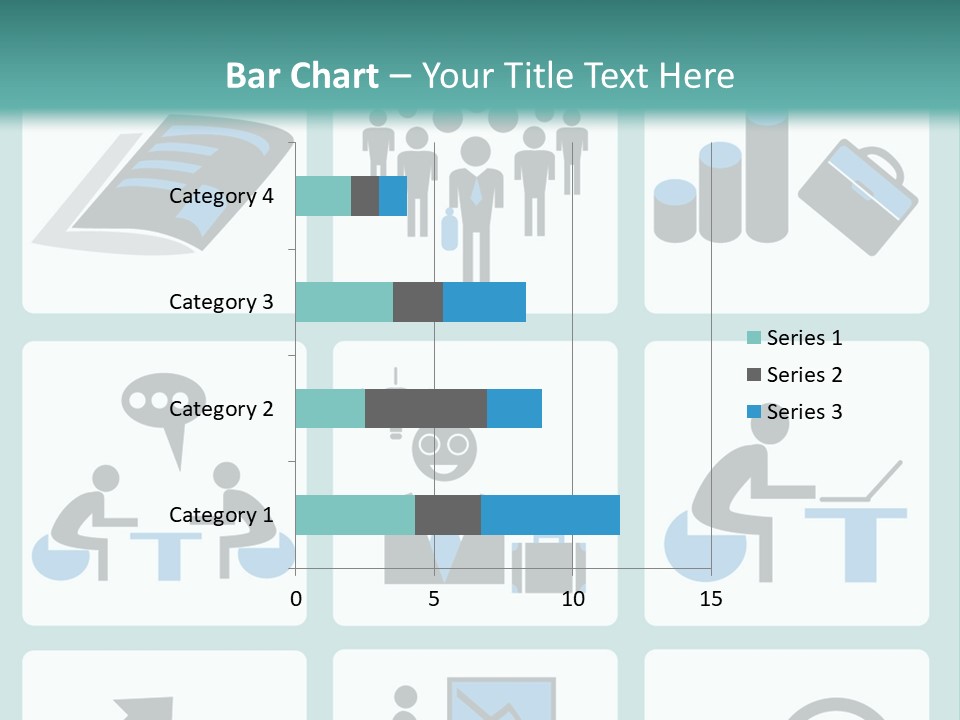 A Set Of Business Icons On A Blue Background PowerPoint Template