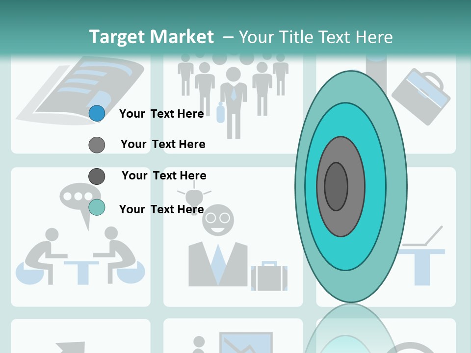 A Set Of Business Icons On A Blue Background PowerPoint Template