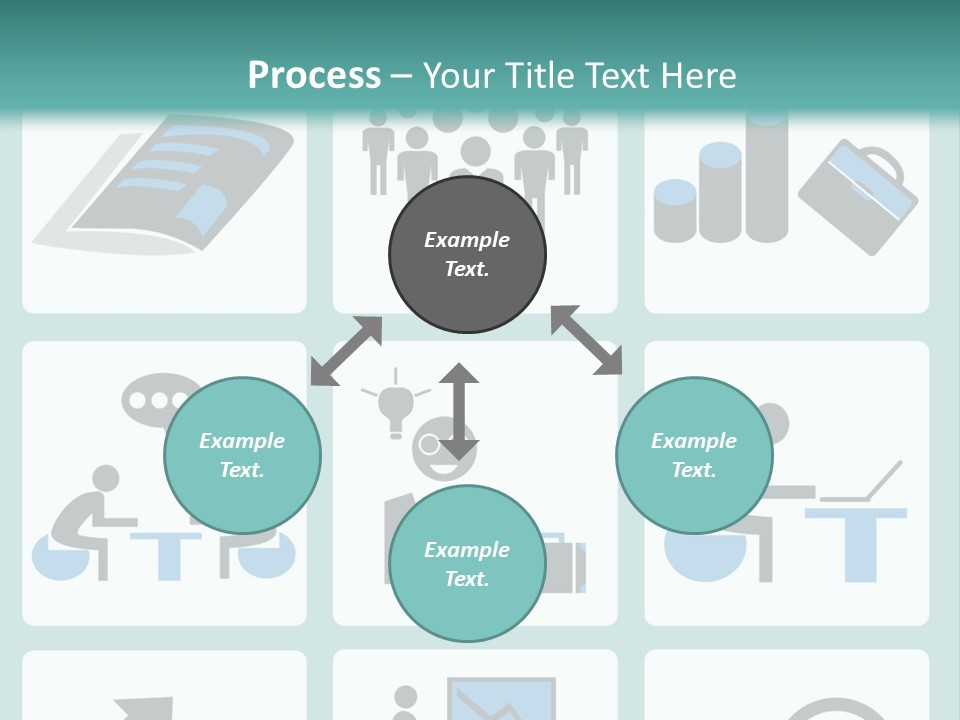 A Set Of Business Icons On A Blue Background PowerPoint Template