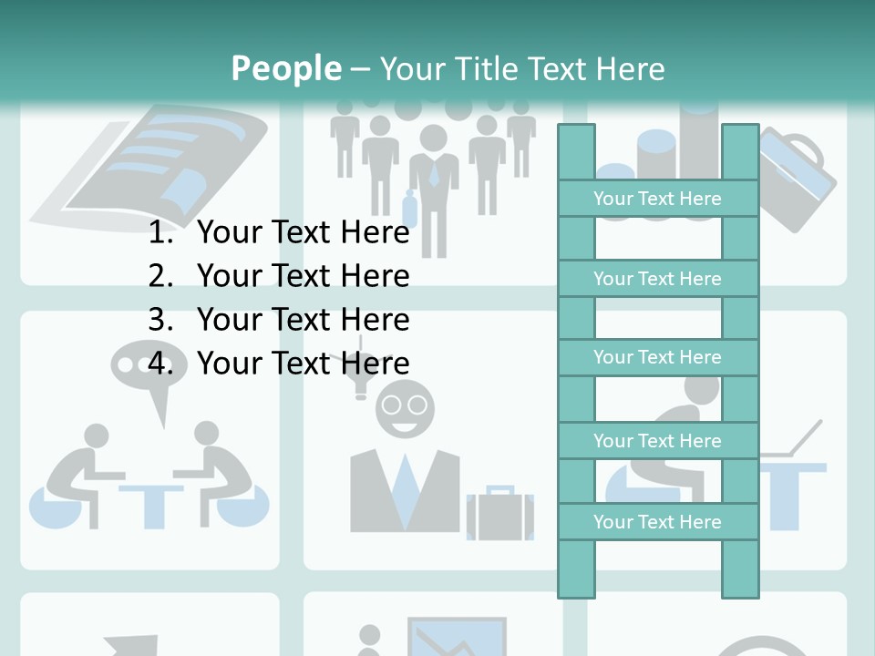 A Set Of Business Icons On A Blue Background PowerPoint Template