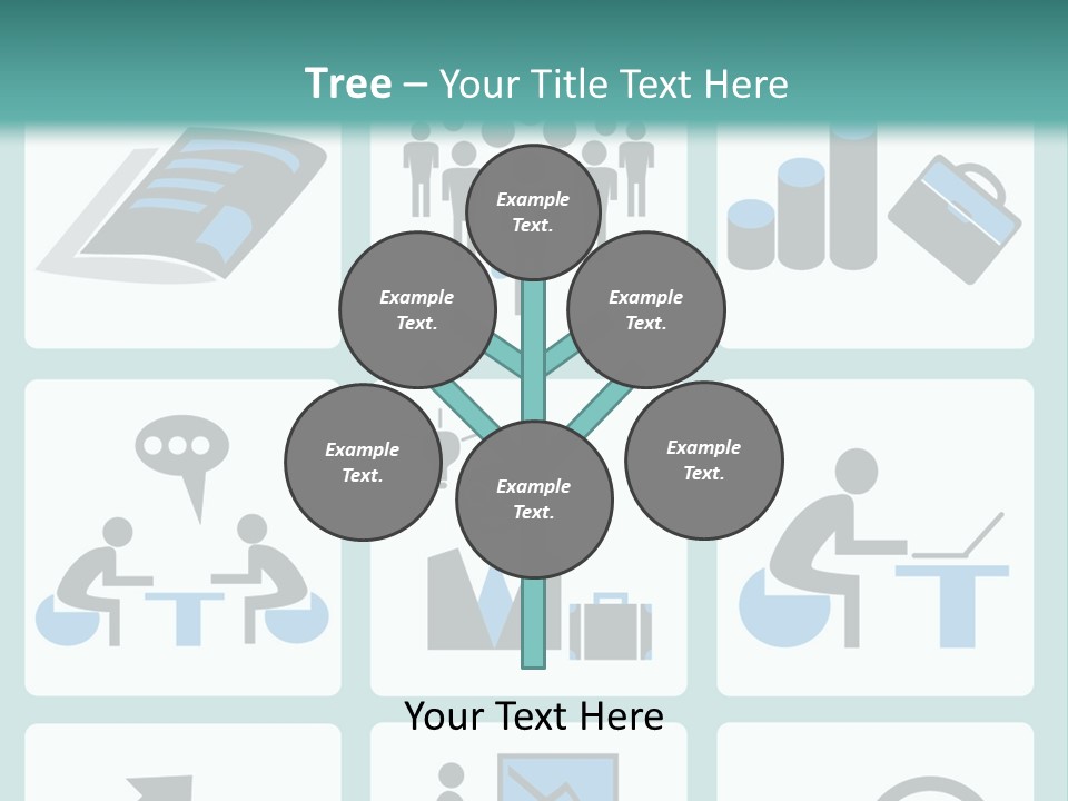 A Set Of Business Icons On A Blue Background PowerPoint Template