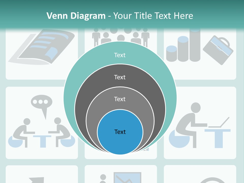 A Set Of Business Icons On A Blue Background PowerPoint Template