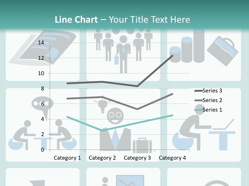 A Set Of Business Icons On A Blue Background PowerPoint Template