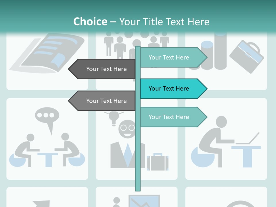 A Set Of Business Icons On A Blue Background PowerPoint Template