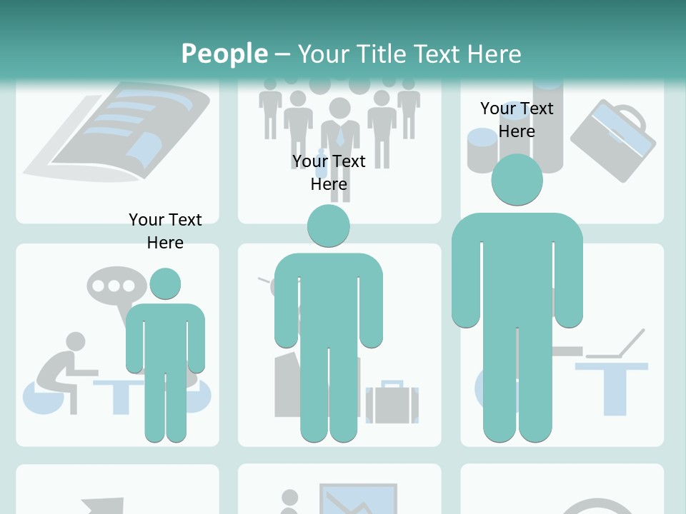 A Set Of Business Icons On A Blue Background PowerPoint Template