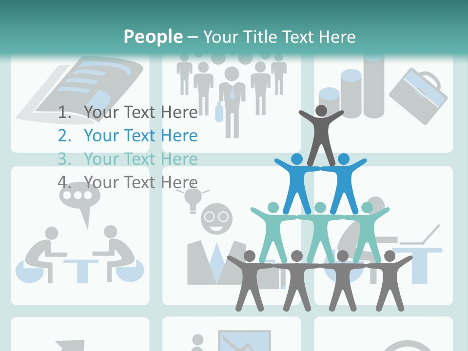 A Set Of Business Icons On A Blue Background PowerPoint Template