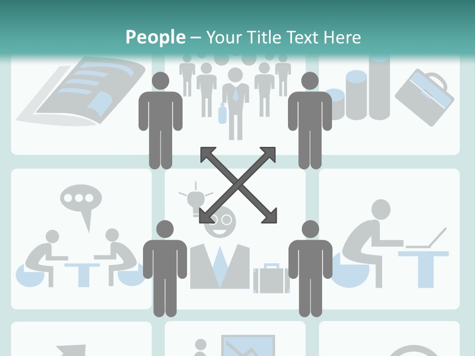 A Set Of Business Icons On A Blue Background PowerPoint Template