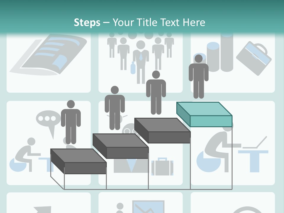 A Set Of Business Icons On A Blue Background PowerPoint Template