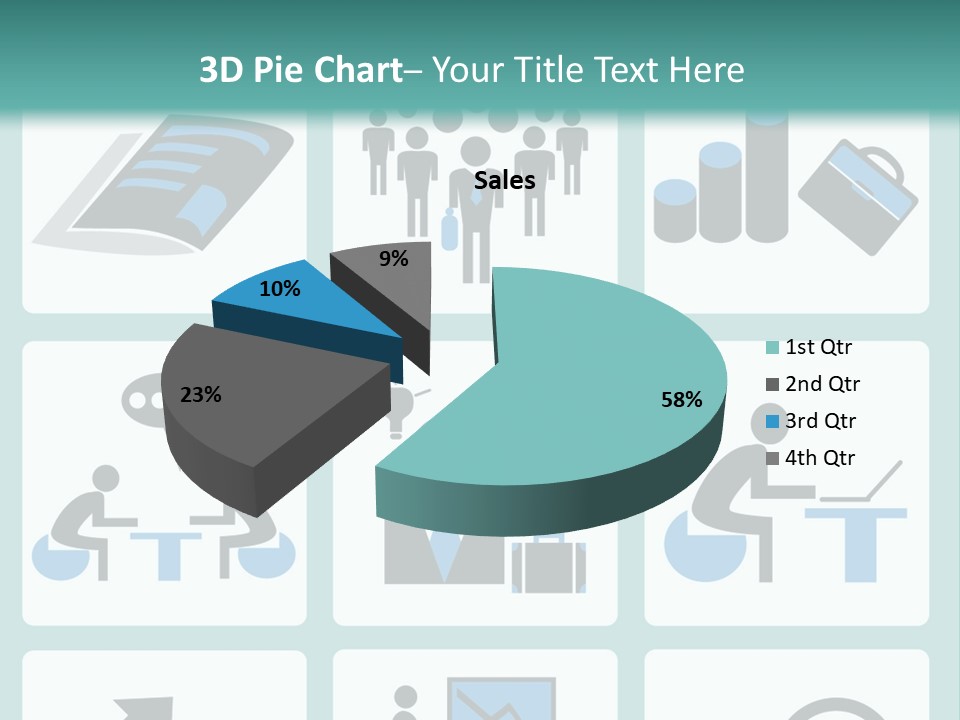 A Set Of Business Icons On A Blue Background PowerPoint Template