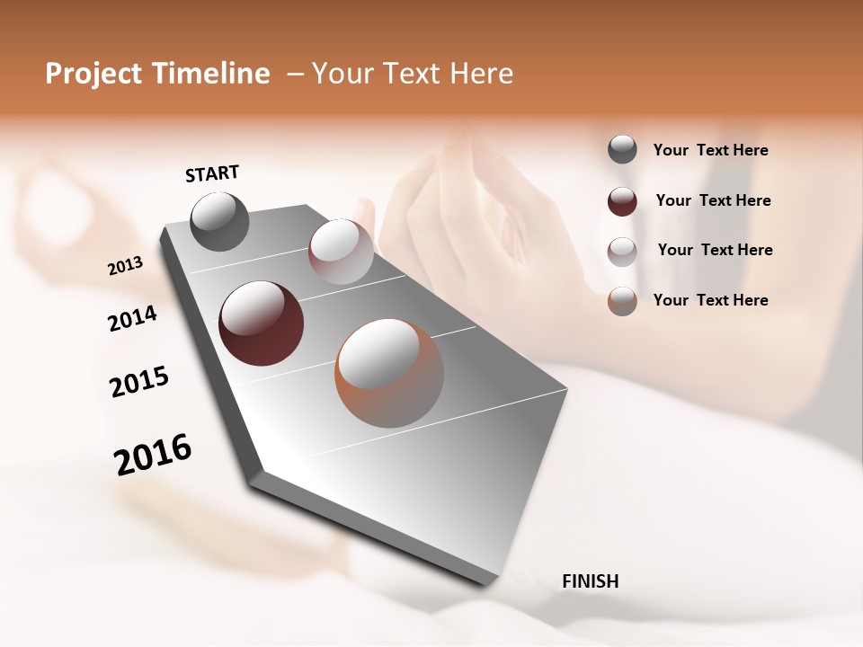 A Woman Sitting On A Bed With Her Hands In The Air PowerPoint Template