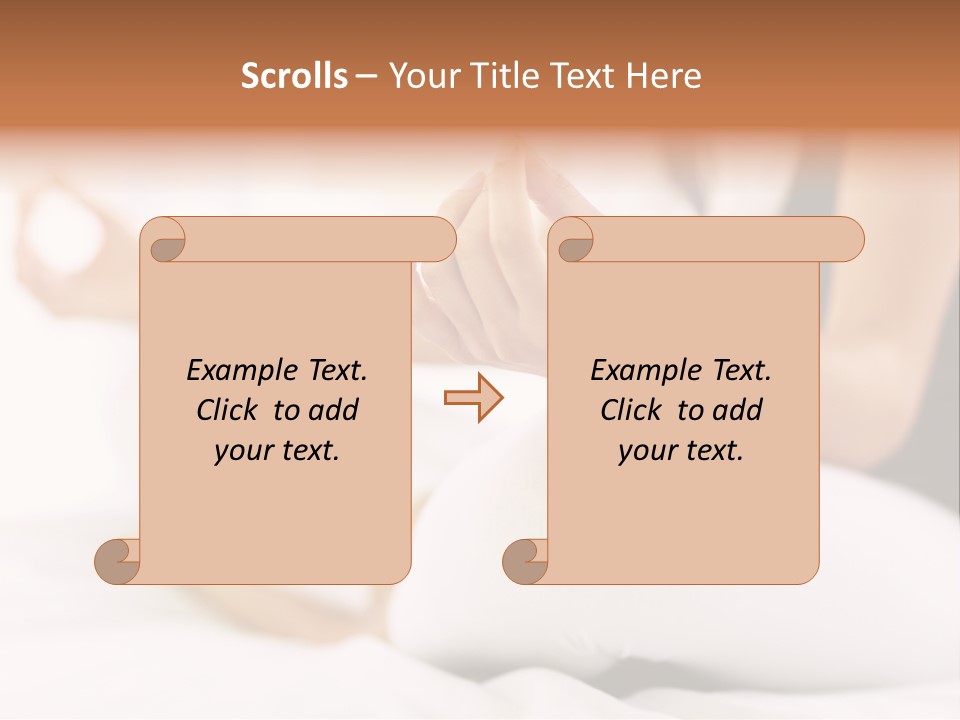 A Woman Sitting On A Bed With Her Hands In The Air PowerPoint Template