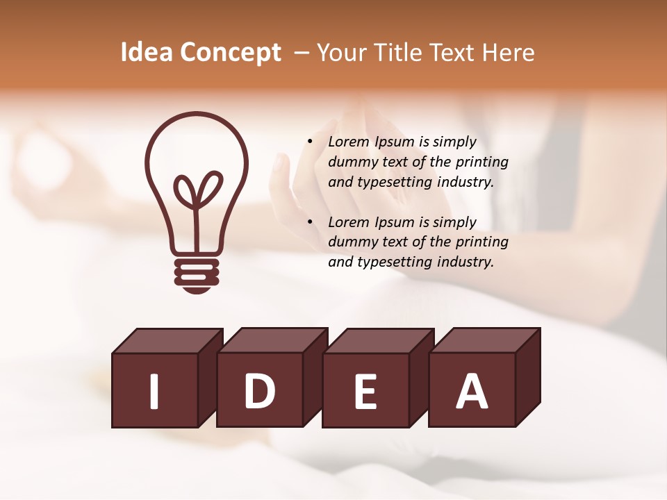 A Woman Sitting On A Bed With Her Hands In The Air PowerPoint Template