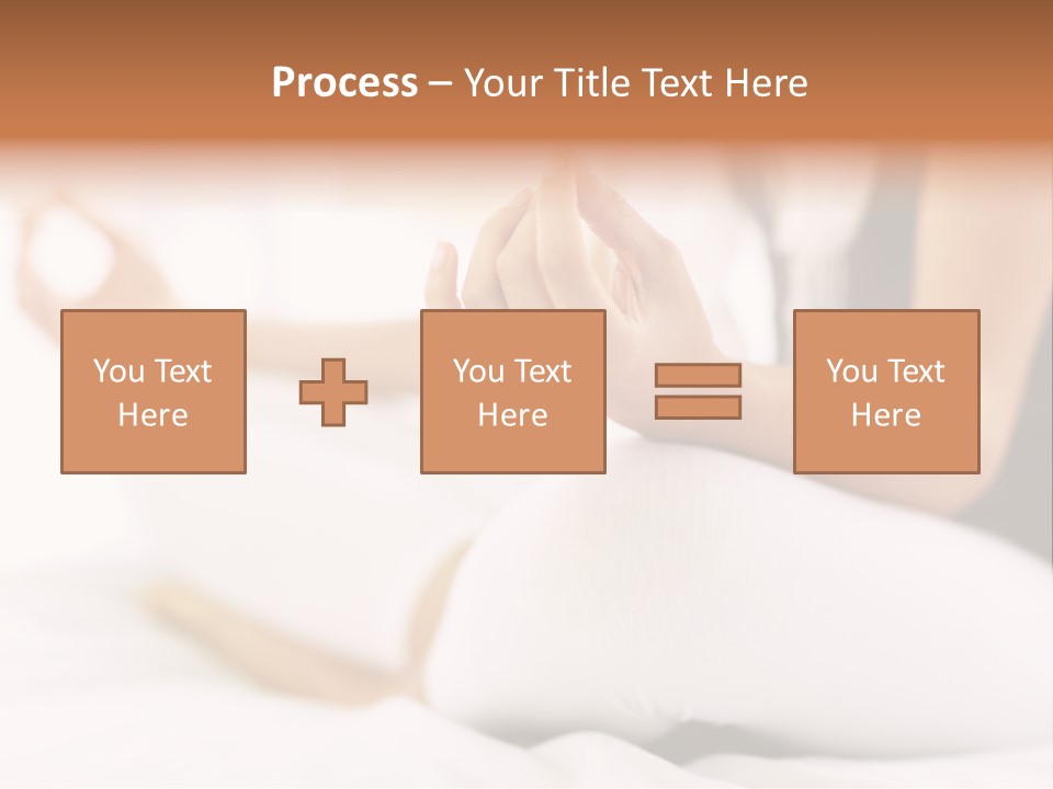 A Woman Sitting On A Bed With Her Hands In The Air PowerPoint Template