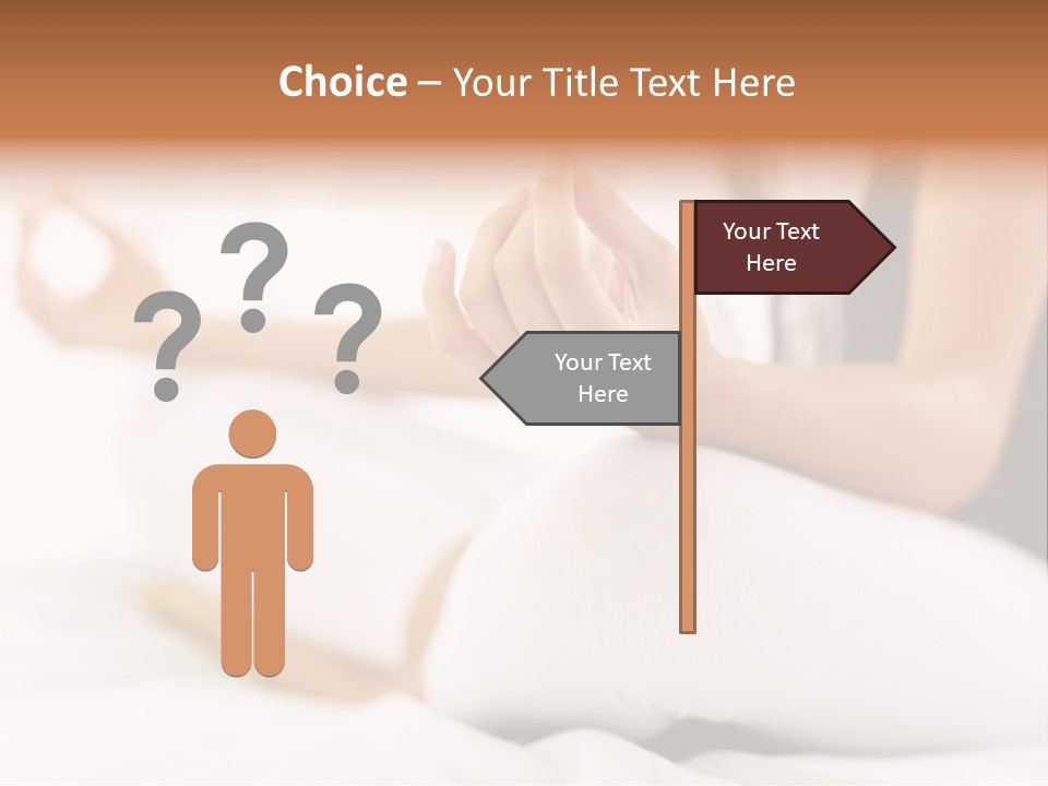 A Woman Sitting On A Bed With Her Hands In The Air PowerPoint Template