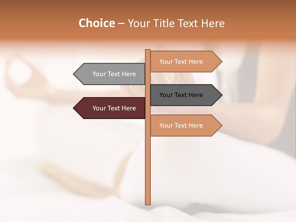 A Woman Sitting On A Bed With Her Hands In The Air PowerPoint Template