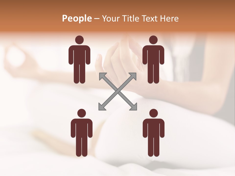 A Woman Sitting On A Bed With Her Hands In The Air PowerPoint Template